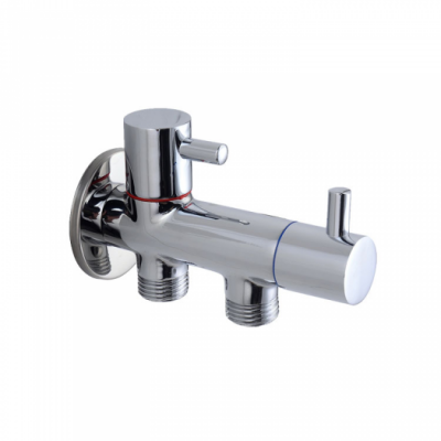 Good Quality High Pressure Double Oper Wall Mounted Long Polished Chrome 3 Way Brass Angle Valve